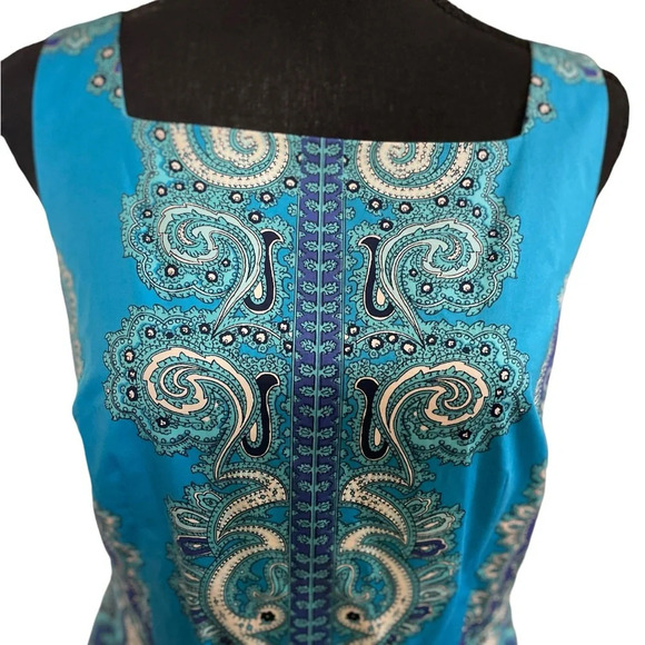 Women's Talbot Medallion Sheen Fit Flare Dress Blue Paisley Size:2 Pockets - Picture 3 of 10